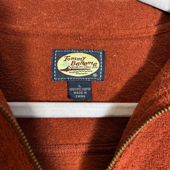 Tommy Bahama Rust Orange 1/4 Zip Long Sleeve Size Large - Picture 3 of 4